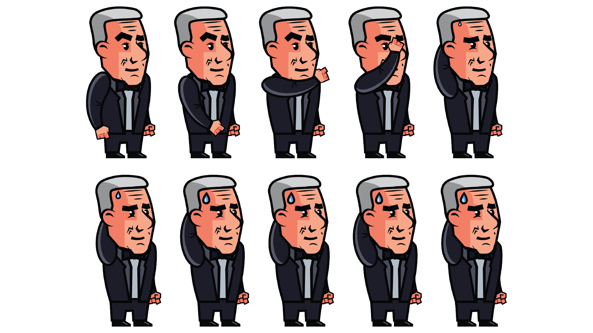 James Bond sweating because he has been caught sprites displayed as frame by frame