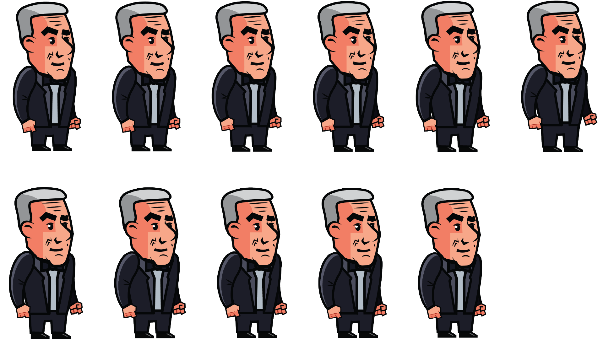 James Bond idle sprites displayed as frame by frame